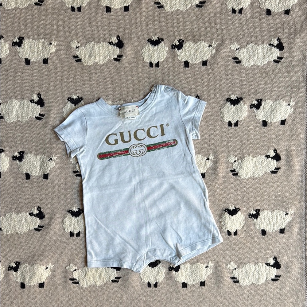 Gucci Light Blue Infant Romper